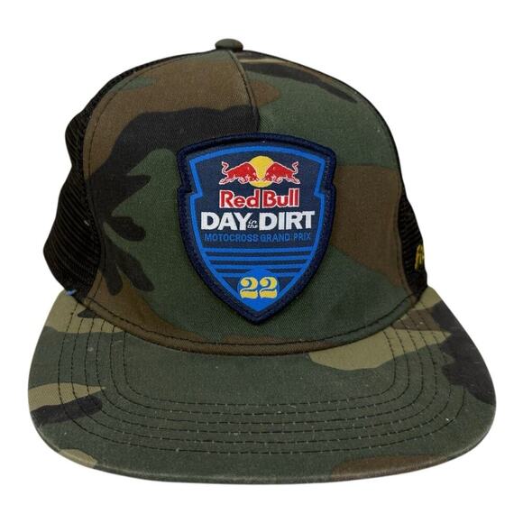 Fasthouse Day In The Dirt Camo SnapBack Hat Genuine Motocross #22 REDBULL - Picture 1 of 10